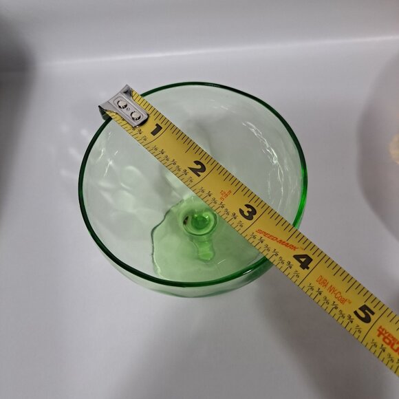 Hazel Atlas Depression Green Uranium Glass Footed Sherbet Dessert Cup - Picture 8 of 16